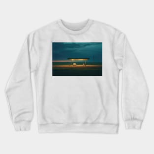 Minimalist bus stop at night – Landscape Photography Crewneck Sweatshirt